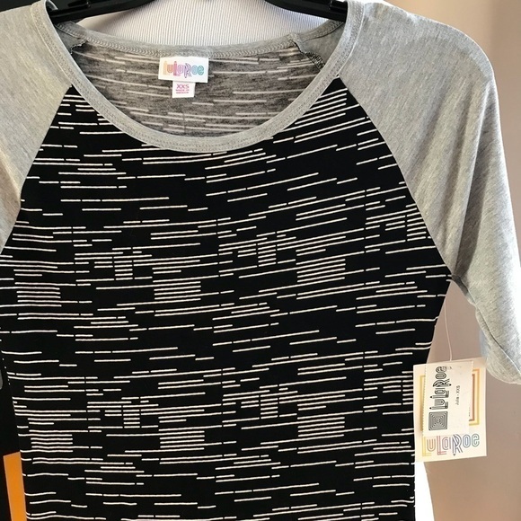 LULAROE:Julia XXS Black, Gray, Striped Cream Dress - Picture 3 of 5